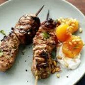 PORK SOUVLAKI WITH HONEYED APRICOTS