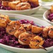 Hoisin Shrimp and Pineapple Kabobs with Sesame-Ginger SlawRecipe by Jamie Purviance