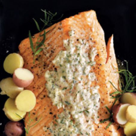 Salmon w/ Mustard & Tarragon Cream Sauce