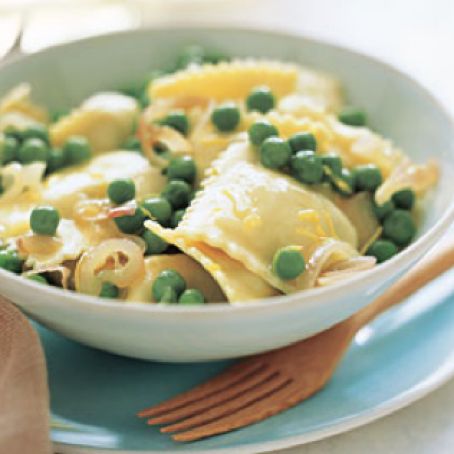 Ravioli with Peas and Shallots