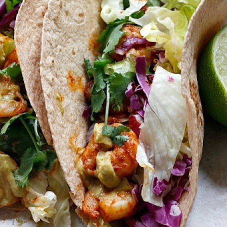 shrimp tacos with southwest avocado sauce