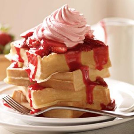 Belgian Waffles with Triple Strawberry Topping