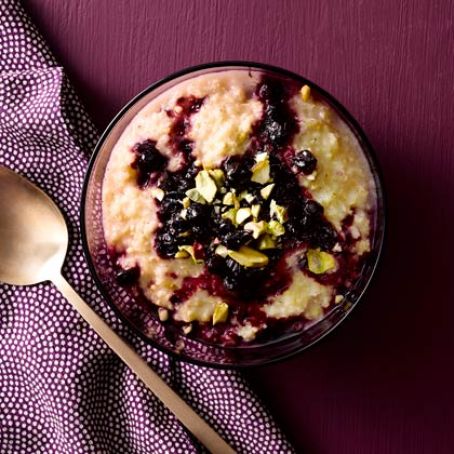 Vanilla Millet Pudding with Blueberry Compote