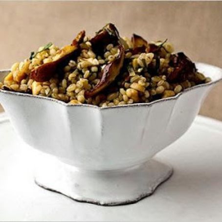 Lemon Barley Stuffing with Shiitakes, Hazelnuts & Chive Butter