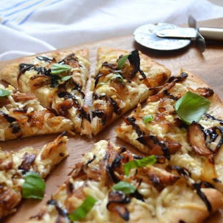 Balsamic Glazed Chicken and Caramelized Onion Pizza From Scratch