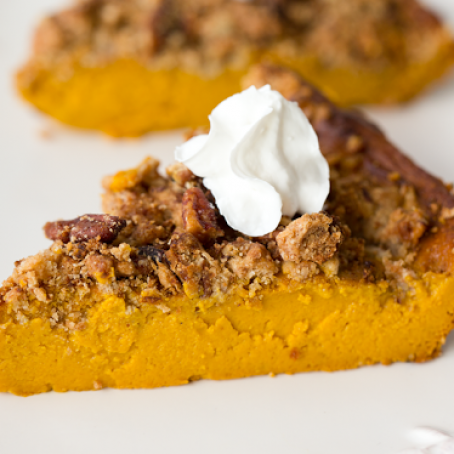 Crustless Pumpkin Pie with Pecan Streusel