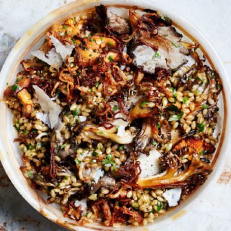 Herby Barley Salad with Butter-Basted Mushrooms