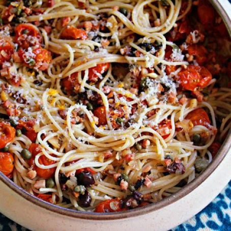 Oven-Roasted Tomato Sauce With Salami, Olives, and Pecorino