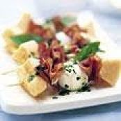 Brochettes of Melon, Prosciutto, and Fresh Mozzarella