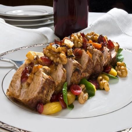 Festive Fruit & Walnut Stuffed Pork Roast
