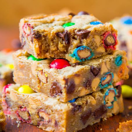 Triple Peanut Butter Monster Cookie Bars
