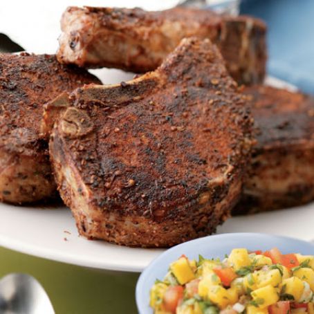 Spicy Pork Chops with Mango-Lime Salsa