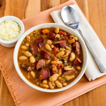 Cannellini Bean and Sausage Stew with Tomatoes and Basil