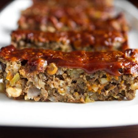 Glazed Lentil Walnut Apple Loaf