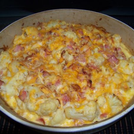 Cheesy Cauliflower Ham Casserole