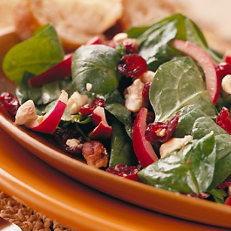 Wilted Spinach Salad with Dried Cranberries
