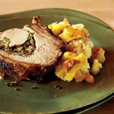 Roasted Rack of Pork with Sausage Stuffing