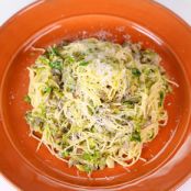 Angel Hair with Bacon, Brussels Sprouts, and Mushrooms