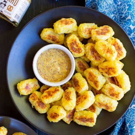 Spaghetti Squash Tater Tots with Maple Mustard