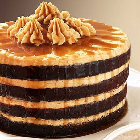 Chocolate Espresso Cake with Peanut Butter Frosting & Rum Drizzle