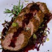Roasted Pork Tenderloin with Dried Fruit and Port Reduction