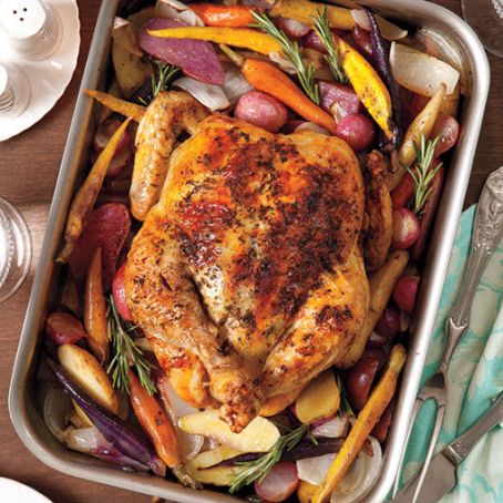 Lemon-Thyme Roasted Chicken and Root Vegetables