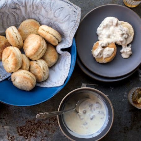 Sour Cream Biscuits with Sausage Gravy