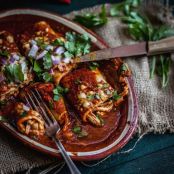 Chicken Enchiladas With Three Peppers & A Homemade Enchilada Sauce