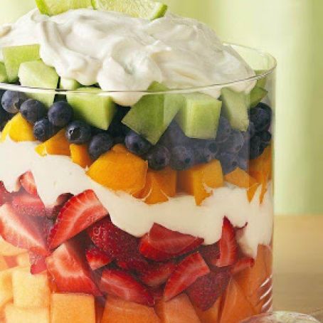 Layered Summer Fruits with Creamy Lime Dressing
