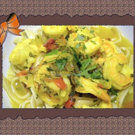 Shrimp in Garlic Saffron Broth