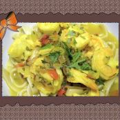 Shrimp in Garlic Saffron Broth