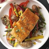 Lemon-Lime Salmon with Veggie Saute Recipe