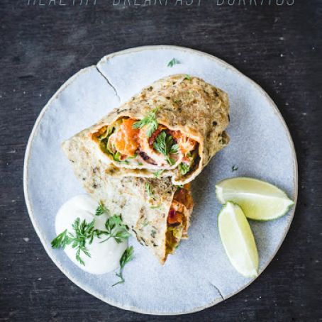 Healthy Breakfast Burritos (make-ahead, with home made high protein/low carb/gf tortillas)