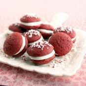 Red Velvet Whoopie Pies with Peppermint Filling