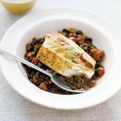 Halibut With Lentils and Mustard Sauce