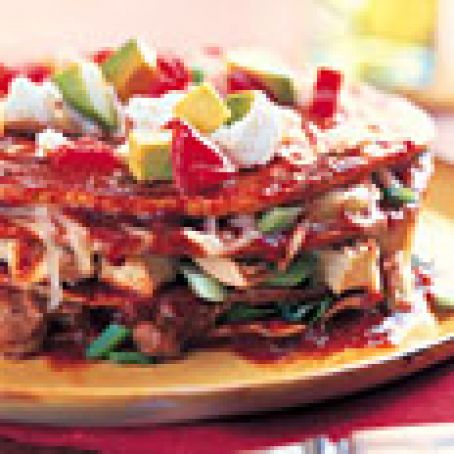 Stacked Enchiladas with Turkey and Chipotle Beans