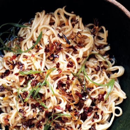 Sesame Noodles with Chili Oil and Scallions