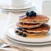 Blueberry Kamut Pancakes with Almond Buttermilk Syrup