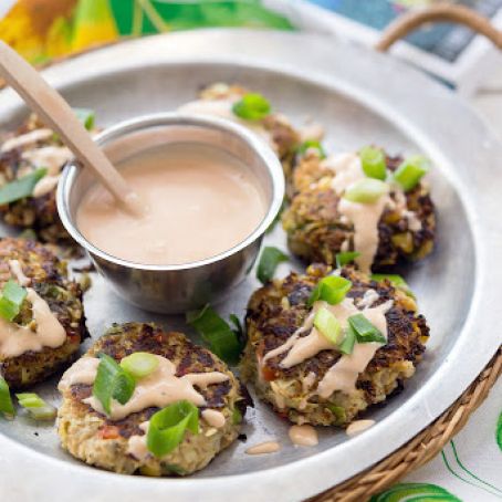 Artichoke Crab Cakes with Sriracha Tartar Sauce