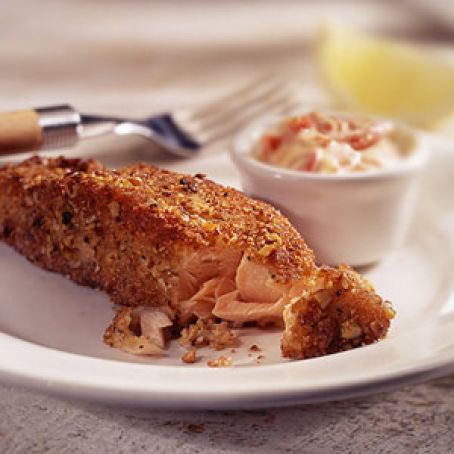 Pecan Salmon with Sweet Pepper Mayo