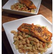 SALMON - Fennel-Crusted Salmon on White Beans