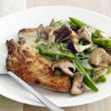 Chicken with Creamy Mushrooms and Snap Peas