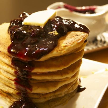 Vegan Lemon 'Buttermilk' Pancakes with Blueberry Sauce