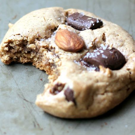 Flourless Almond Butter Dark Chocolate Chunk Cookies with sea salt