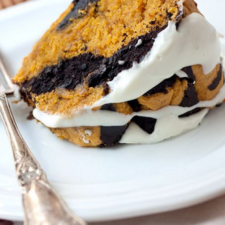 Chocolate-Pumpkin Marble Cake with Cream Cheese Glaze