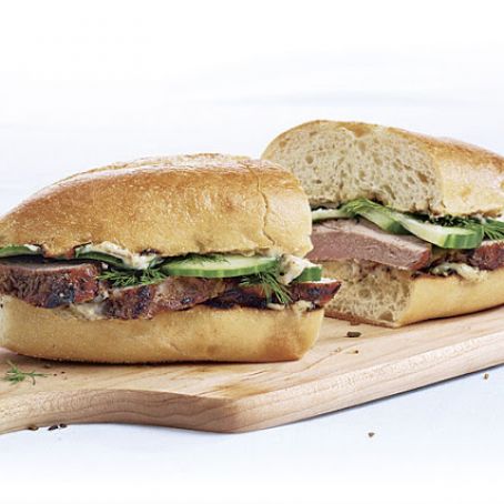 Grilled Pork Sandwiches with Fennel, Dill, and Cucumber