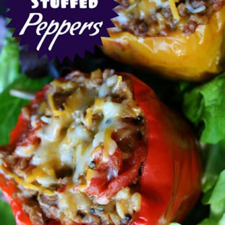 Crockpot Stuffed Bell Peppers (w/ optional vegetarian version)