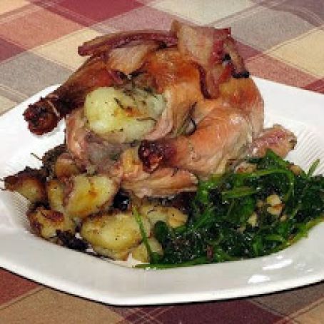 Cornish Game Hen with Bacon and Onions
