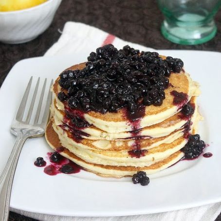 Lemon Ricotta Pancakes with Blueberry Sauce