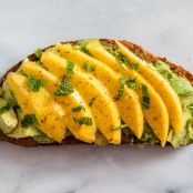 AVOCADO TOAST - Avocado Toast With Mango, Chili Powder, and Mint